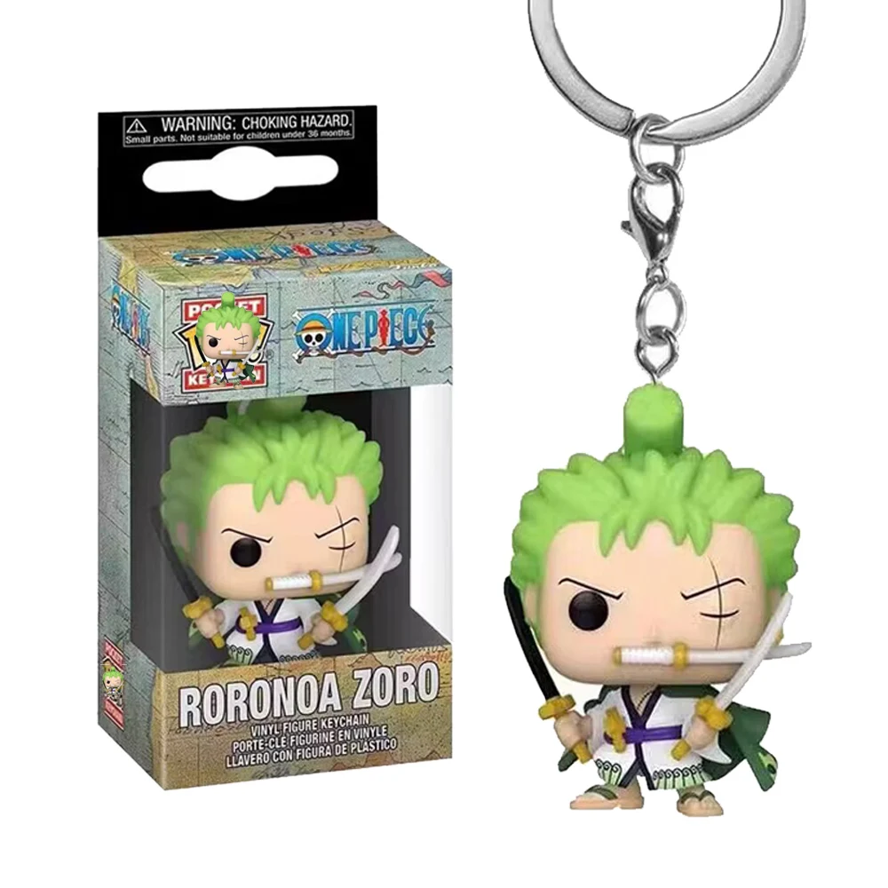 New One Piece Anime Keychains Roronoa Zoro Tony Chopper Cartoon Decoration Key Ring Action Figure Toys for Kids Birthday Gifts