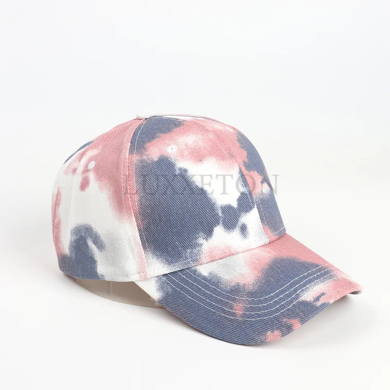 Men Hat Sports Women Baseball Hat Sun Protection Color Tie Dyed Baseball Hat Punk Hip Hop Performance Street Dance Sun Hat