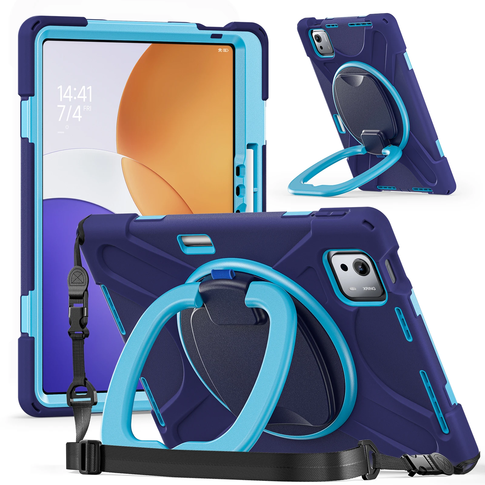 Rugged Stand Case Universal For Xiaomi Pad 7S Pro 12.5 2025 6S Pro 12.4 2024 24018RPACG 360 Rotating Handle Grip Hybrid Cover