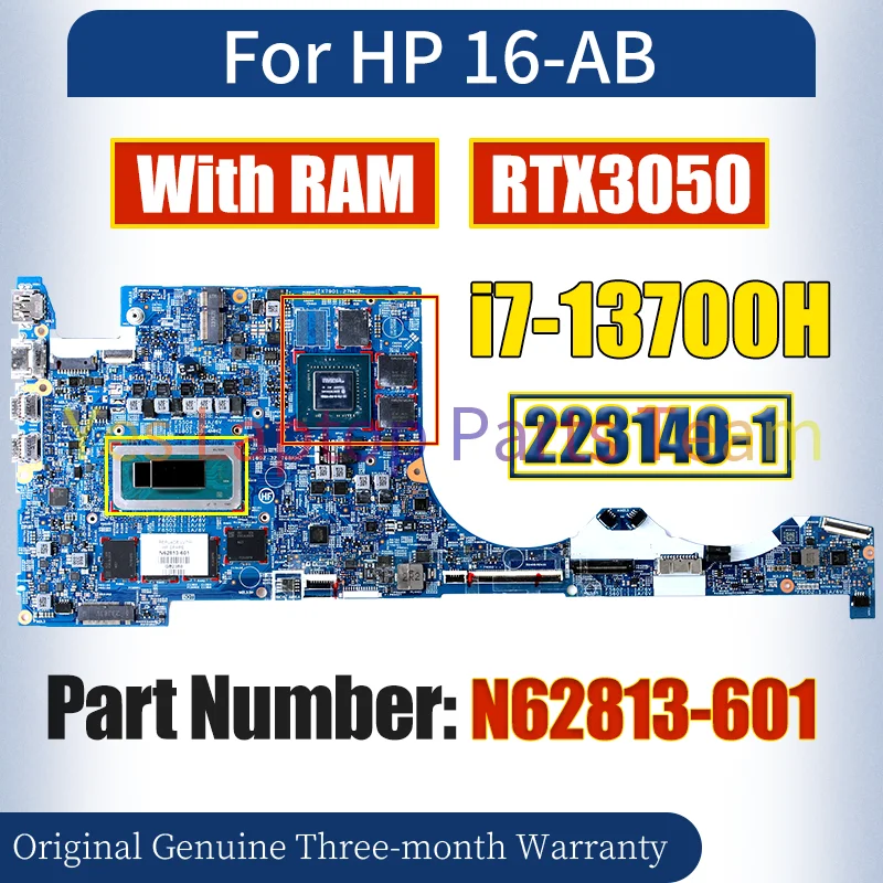 223140-1 For HP 16-AB Laptop Mainboard N62813-601 i7-13700H RTX3050 With RAM GN20-P0-R-K2-A1 Notebook Motherboard Tested