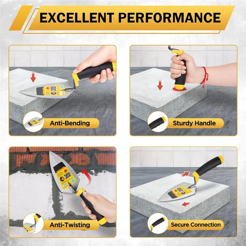 AA19 3 Pcs Masonry Tool Set,With Soft Grip Handles For Concrete Drywall Tile And Plastering- Tools For Contractors And DIY