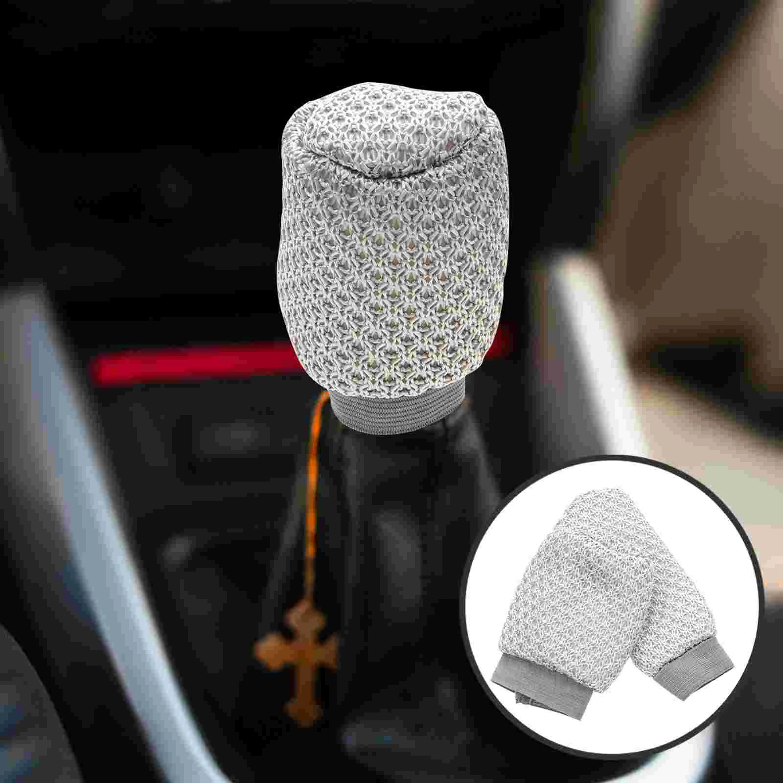 

Breathable Ice Silk Handbrake Cover Gear Shifter Knob Variable Speed for Vehicle Polyester Decorative Car Protector