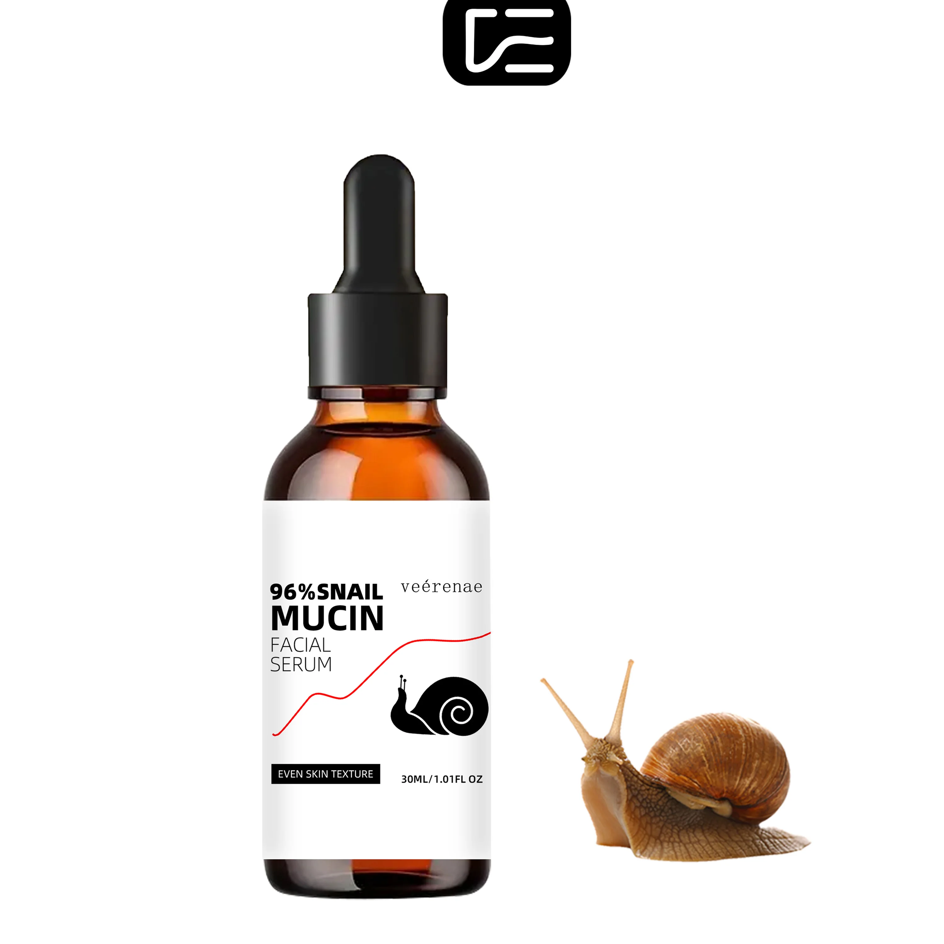 veérenae 96%SNAIL MUCIN FACIAL SERUM | Intense Hydration | For All Skin Tones | Fast-Absorbing, For Day & Night