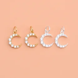 S925 Sterling silver micro-inlaid Zircon Moon Pendant Handmade diy bracelet necklace beaded material jewelry accessories