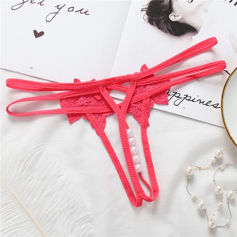 بلون مطرزة الملابس الداخلية النسائية Crotchless المثيرة g-سلسلة مثير ثونغ العشير اكسسوارات الاباحية سراويل زوجين متعة #3