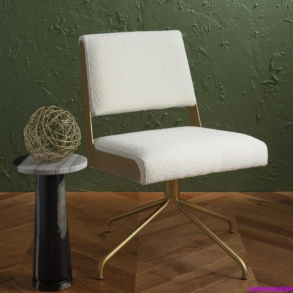 كرسي دوار فاخر باللون العاجي والذهبي من مجموعة SAFAVIEH Couture #1