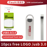 ZSUIT 10PCS Wholesale USB Flash Drive 4GB 8G 16G Pendrive 32GB Memory Stick Waterproof Metal U Disk 64GB U Disk 3.0 Free Logo