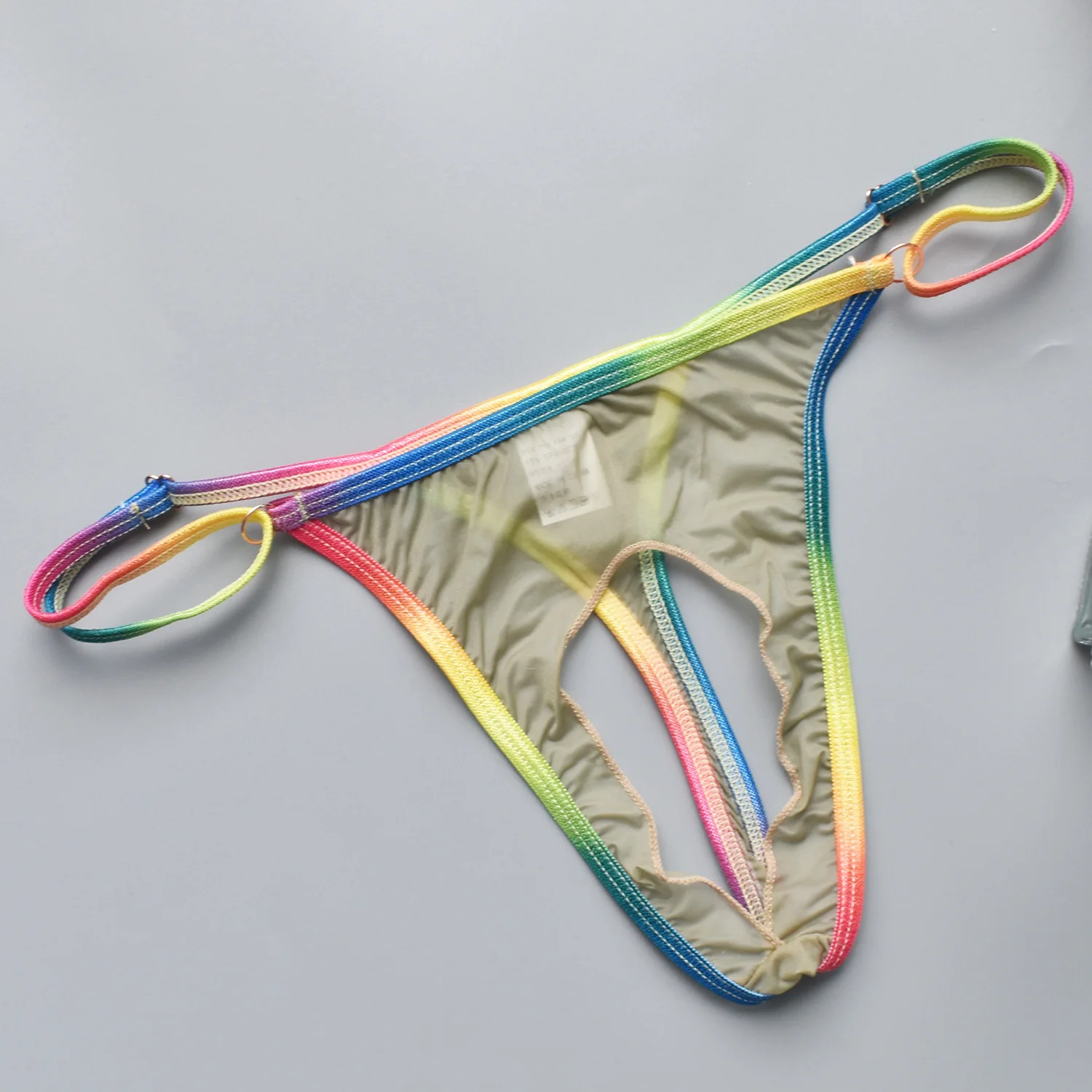 

Sexy Men Underwear Gay Erotic Low-rise Crotchless T Back Thong Ice Silk Quick Dry Ultra-thin G-string Unsex Open Front Underpant