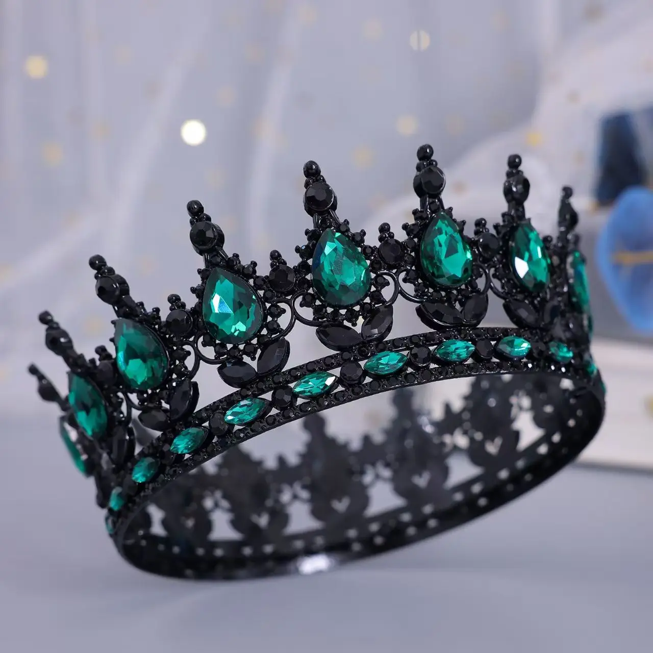 European Fashion Princess Tiara Baroque Crystal Full Crown King Tiar Wedding Pageant Hair Dress Accessory