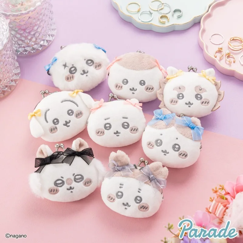 

Genuine Chiikawa New Peripheral Coin Purse Kawaii Big Head Mini Kiss-Lock Bag Bow Hachiware Usach Kurimanju Momonga Girl Gift