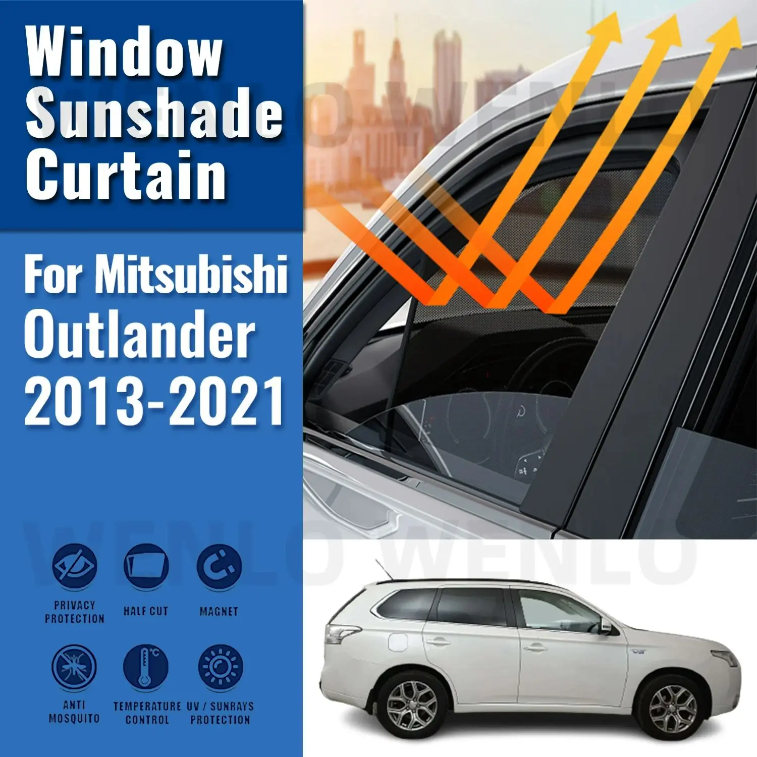 For Mitsubishi Outlander ES 2013-2021 Magnetic Car Sunshade Front Rear Windshield Frame Curtain Side Window Sun Shade