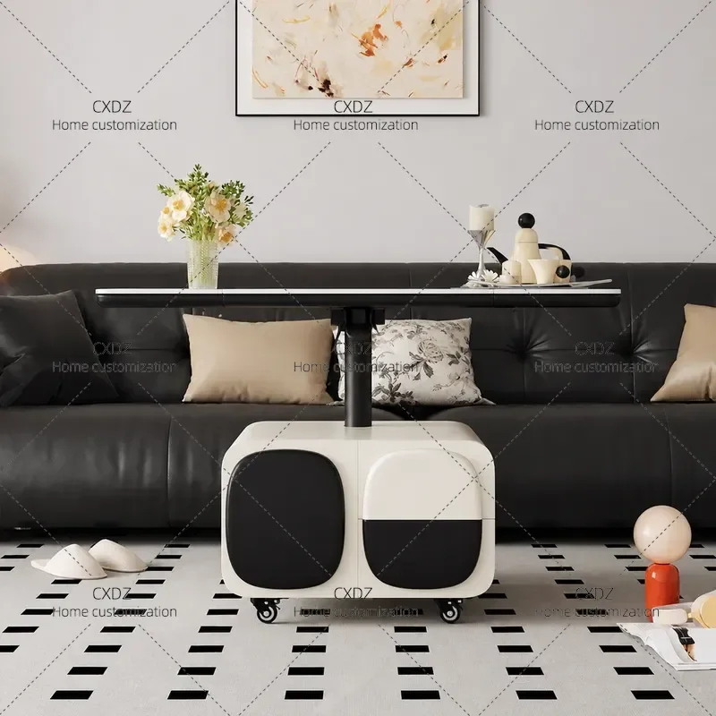 Mobile Rock Slab Coffee Table Foldable Lifting Minimalist Creative Multi Functional Living Room Trolley Sofa Side Table