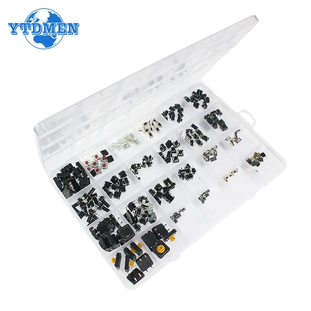 250pcs 25 Types Switchs Tactile Push Button Switch Kit Car Remote Control Keys Button Touch Microswitch Mixed Pack Kits