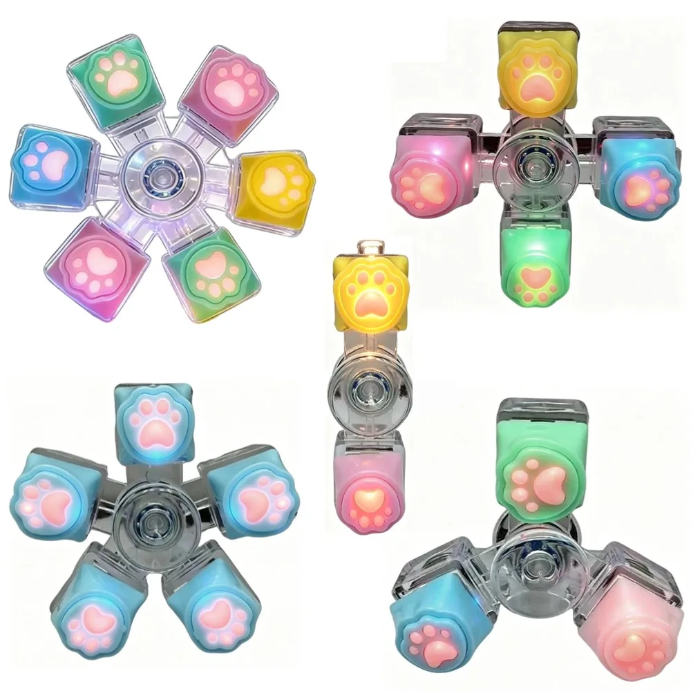 Novo Brinquedo Antiestresse Patinha de Gato com Teclado e Clique, Fidget Spinner com Luz LED e Interruptor Mecânico, Brinquedo para Escritório