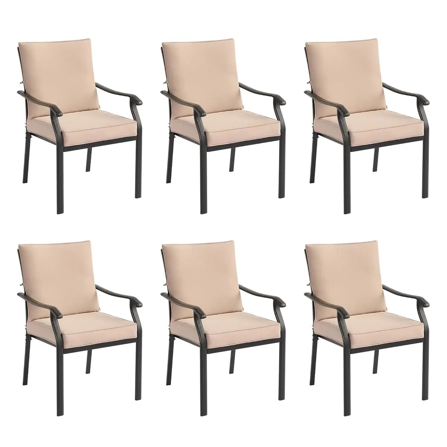 

Outdoor Patio Dining Chairs Set of 6, Metal Stackable Chairs Set with Cushions, All-Weather Furniture for Backyard,, Customized