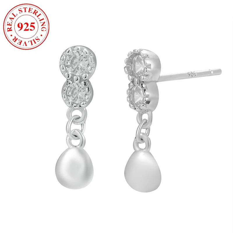 

925 Sterling Silver Diamond Drop Earrings Hypoallergenic Suitable for Gift Giving