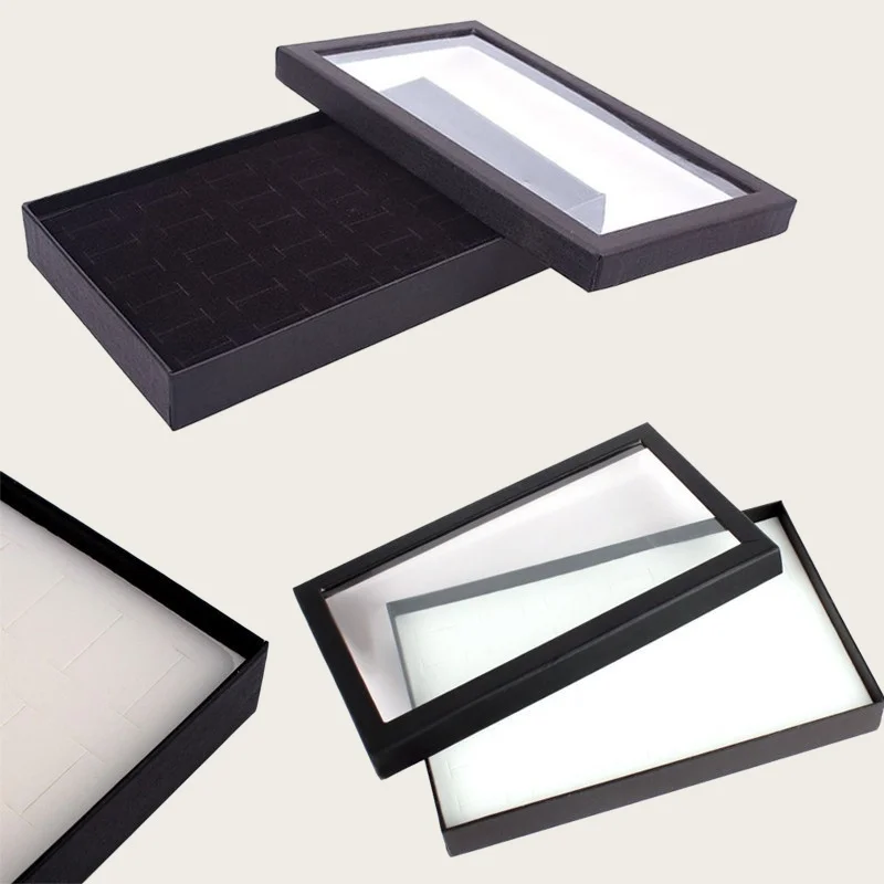 36 Slots Metal Jewelry Display Box With Clear Transparent Cover Ring Earring Storage Case Desktop Jewelry Organizer Box