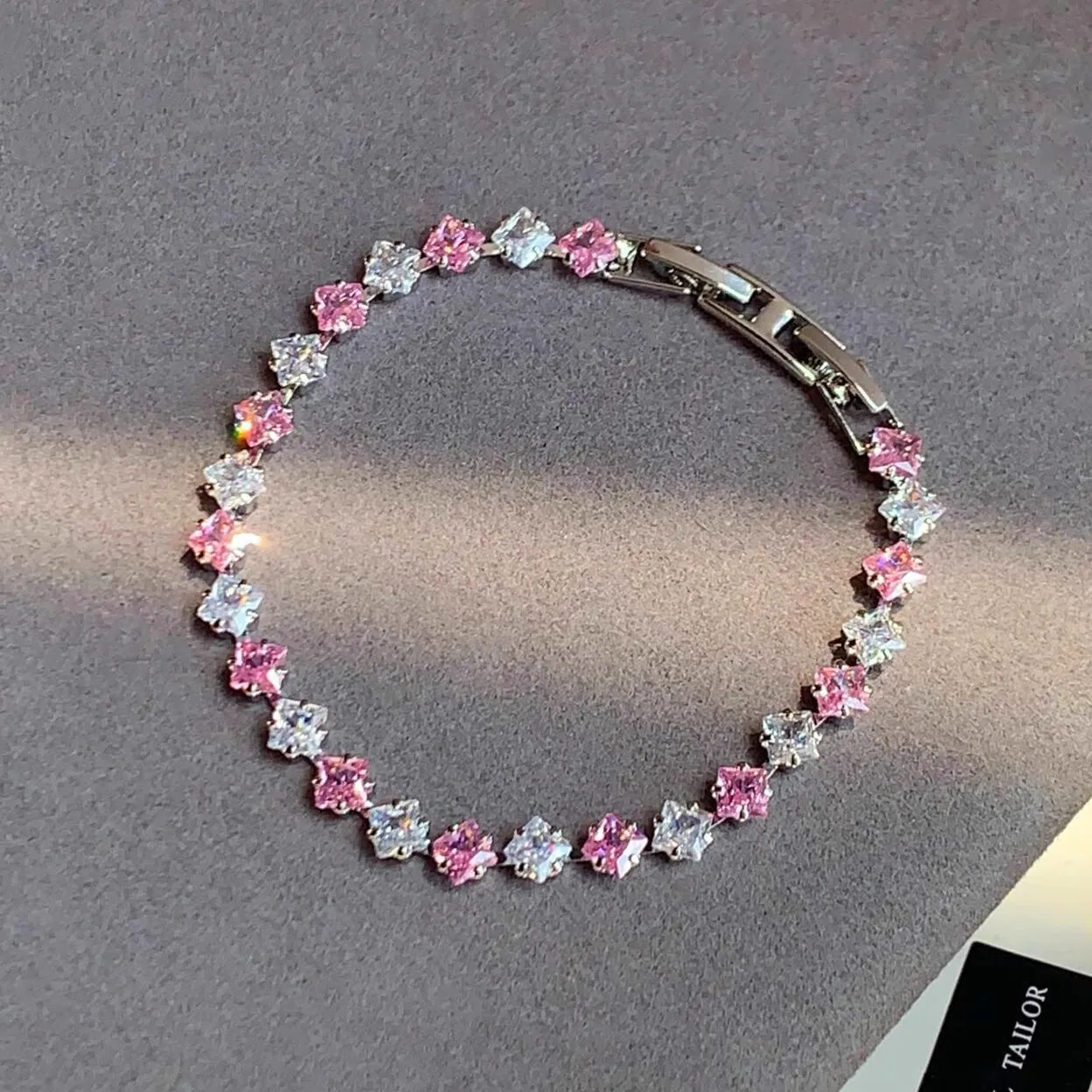 Exquisite Shining Rhinestone Zirconia Geometric Tennis Bracelet Women Fashion Trend Dinner Party Jewelry Girls Gift