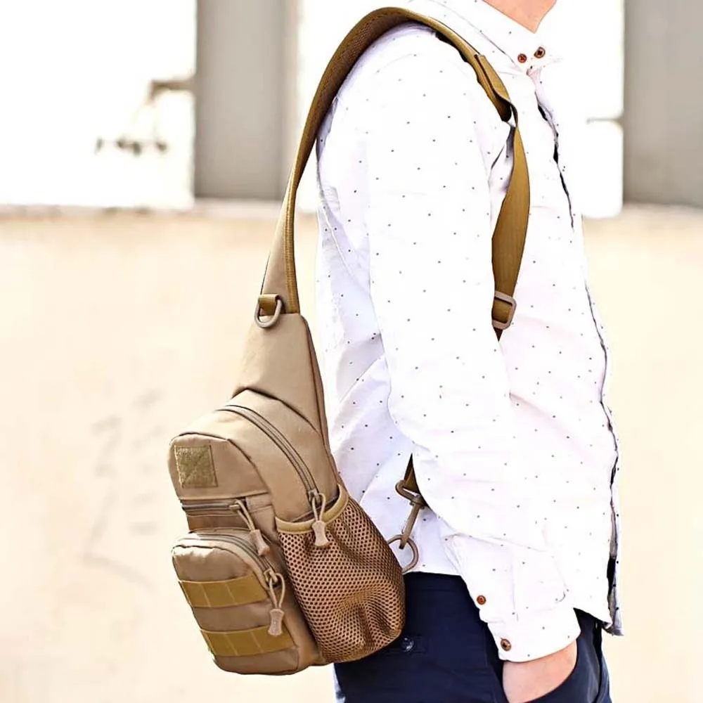 Anti-splash Water Men Sling Bag Webbing Patch Receiver Fishing Chest Pack Double Zipper Breathable Backing System Shoulder Bag