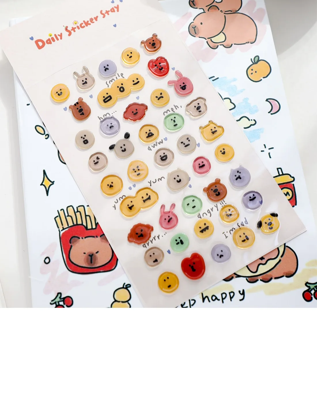 Koreanische 3D Smiley-Kristallaufkleber DIY Bastelbedarf BONITO Edelstein-Sticker für Scrapbooking, Junk Journal & Heimdekoration – Detail 12
