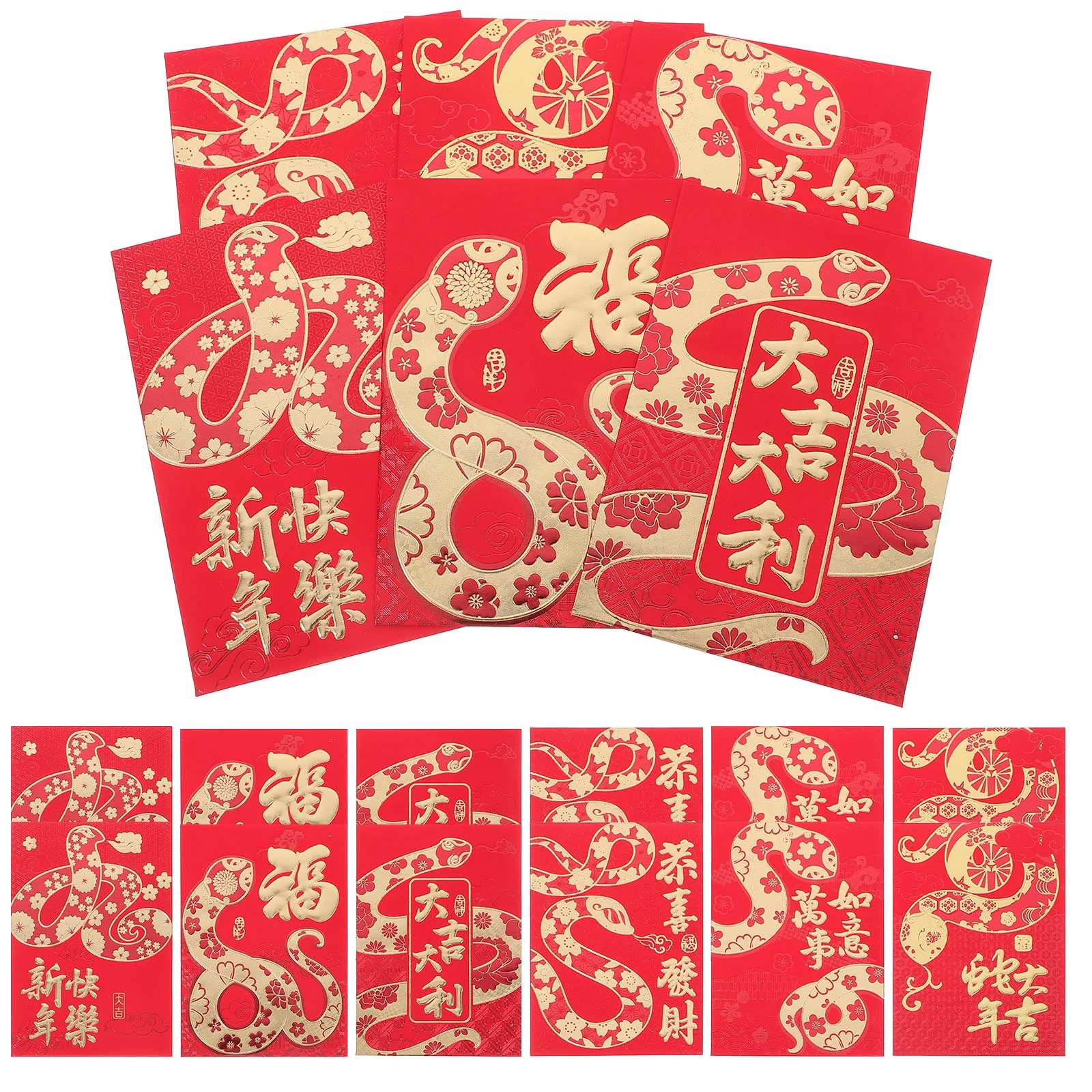 

48 PCS Snake Zodiac Red Envelope Chinese Envelopes for Cash and Cards Packet Wedding
