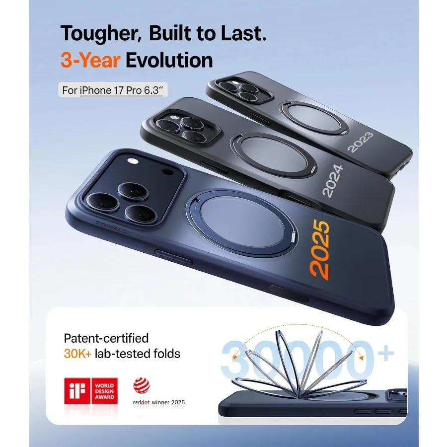 아이폰 17 PRO용 360도 마그네틱 스탠드 (카메라 컨트롤 버튼 및 MagSafe 호환, 밀리터리 등급 보호, 슬림 소프트 엣지 T)