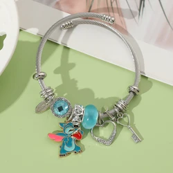 1 piece of Disney series fashion new product Q cute Stitch love key pendant versatile beaded bracelet