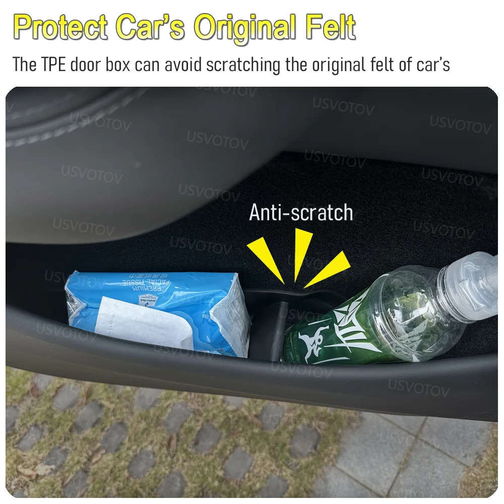 Auto-Türorganizer-Ablage für Tesla Model 3 Y YL 2026 2025 – Türseiten-Aufbewahrungsbox, Türgriff-Taschen-Einlagen, Reisezubehör – Detail 4