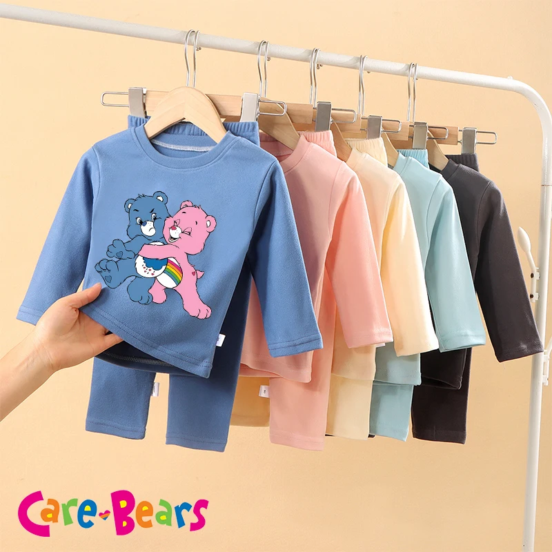 

Care Bears German Velvet Pajamas Boys Girls Cartoon Anime Long Sleeved T-shirt and Pants Set Autumn Winter Warm Home Nightshirt