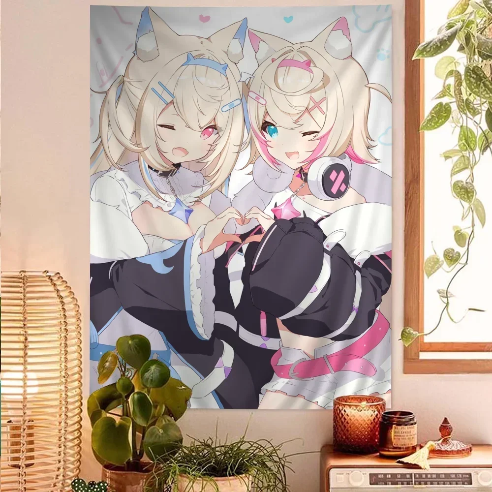 FuwaMoco Fuwawa Mococo Hololive Vtuber DIY Wall Tapestry for Living Room Home Dorm Decor Wall Art Decor