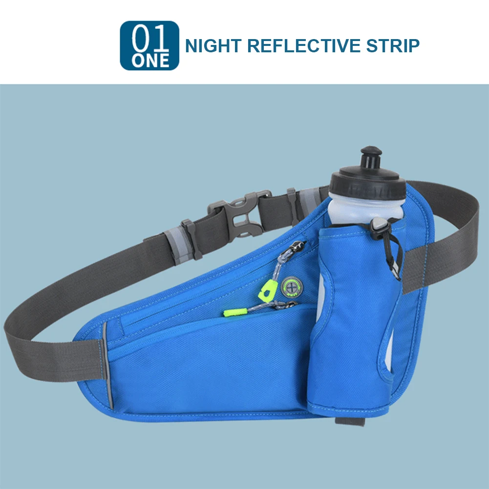 Hydration Belt Pack Reflective Running Bum Bag Large Capacity Water Bottle Holder Bag Multifunction for Running Cycling