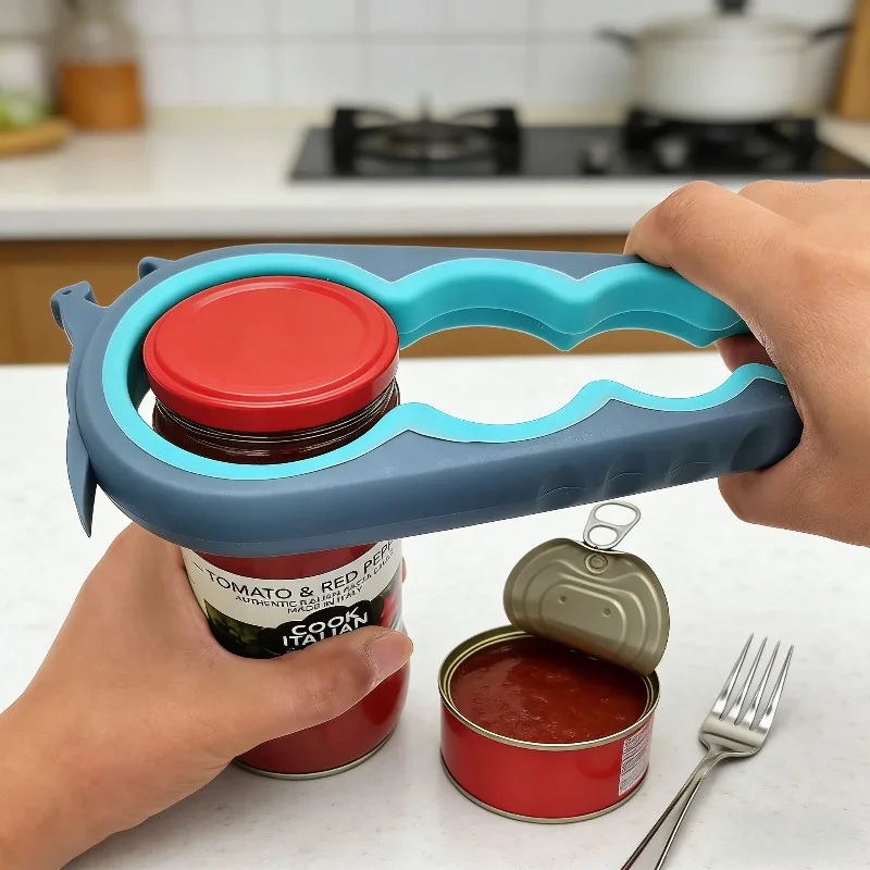 

Effortless Can Opener Multifunctional Four in One Household Kitchen Bottle Opener Anti Slip Twist Bottle Cap Universal Open Tool