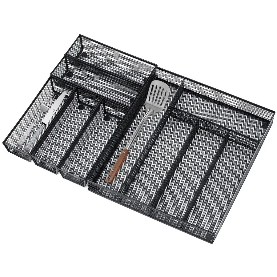 

Набор органайзеров для ящиков, 6 упаковок, 5 отделений, органайзер для столового серебра, 5 лотков для посуды, органайзер для кухонного ящика для столовых приборов, нож