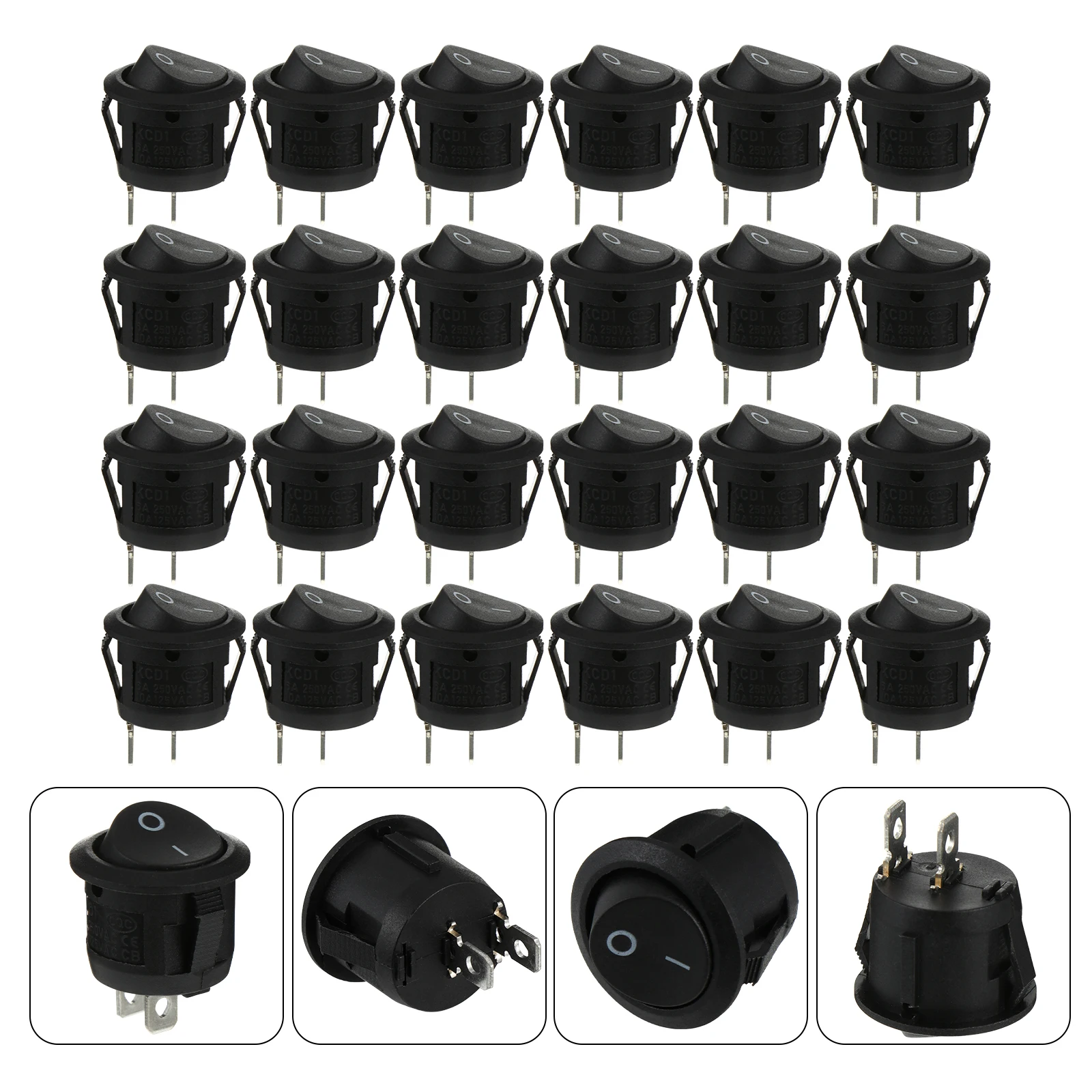 

Pcs Power On/Off Replacement Rocker Switch Spst Boat Toggle 2 Pin Latching For Car Marine Durable Heat Resistant Easy Install