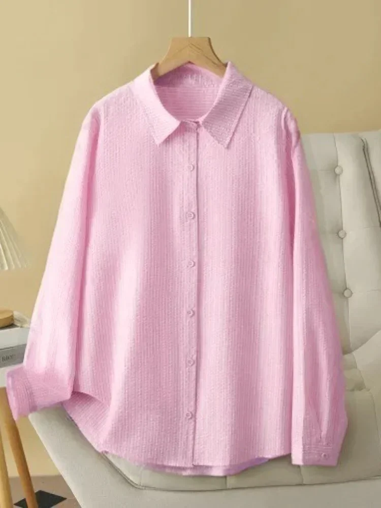 Plus Size Women's Fashionable Versatile Blouse Clothing Loose Long Sleeve Shirt New Hot Arrival Elegant Button-up Top for Ladies