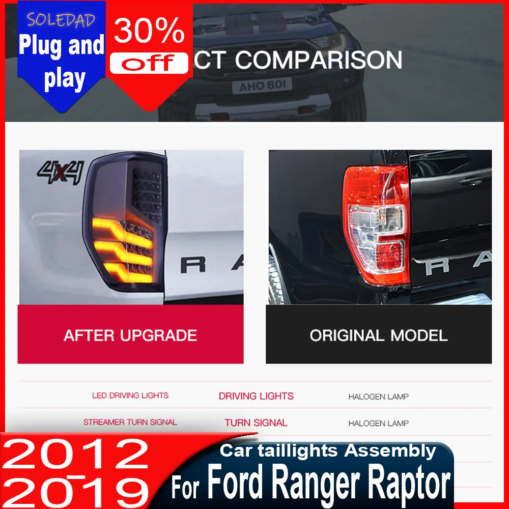 

Car Tail Lights For Ford Ranger Raptor T6 taillight 2012 2013 2014 2015 2016 2017 2018 2019 Full LED Rear Lamp Assembly