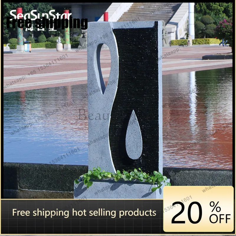 Feng Shui ornaments, home lucky lights, flowing water, living room planting flowers, floor modern decoration