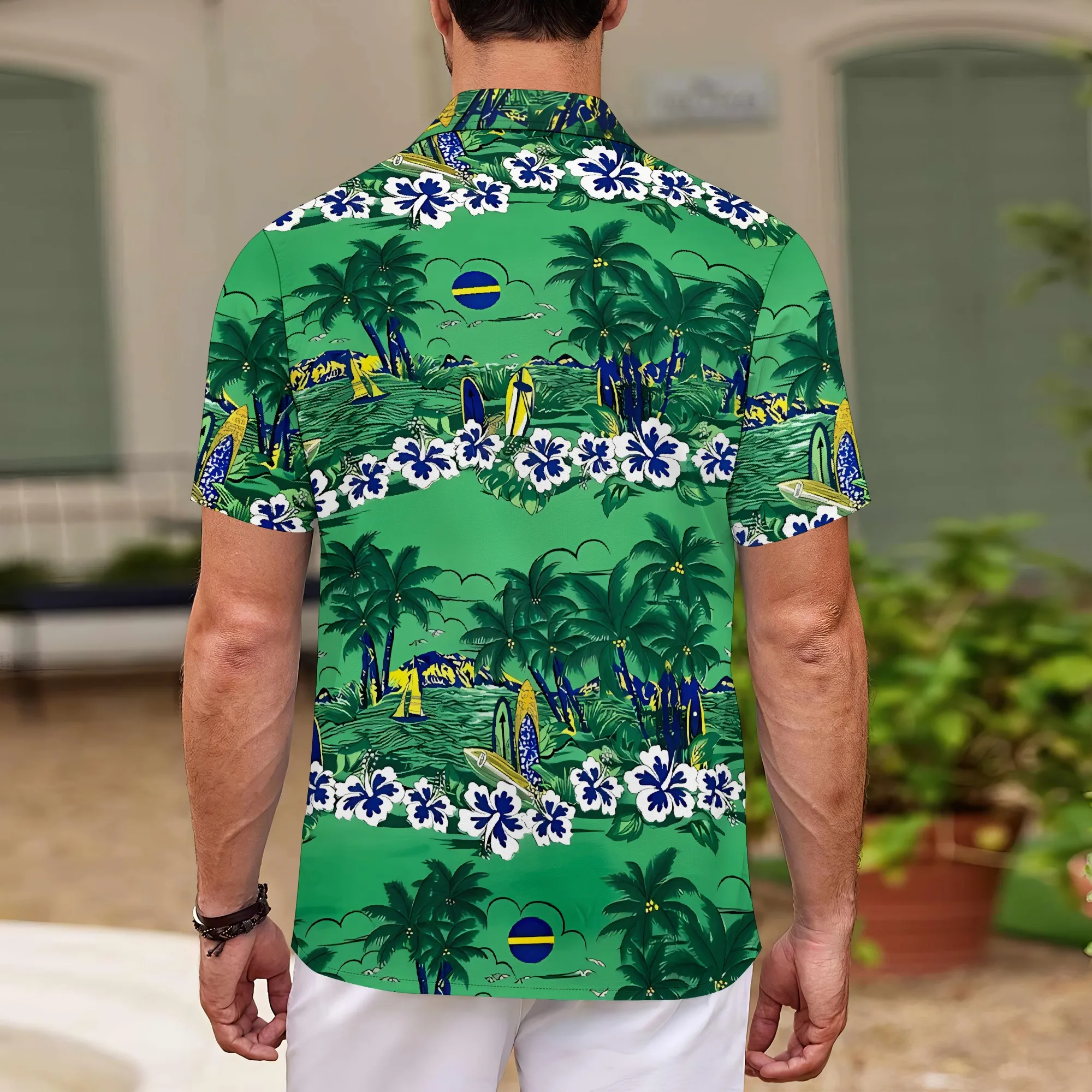 YEAE Tropical Beach Beach Palm Tree Print Shirt for Men Summer Casual Casual Short Sleeve Top