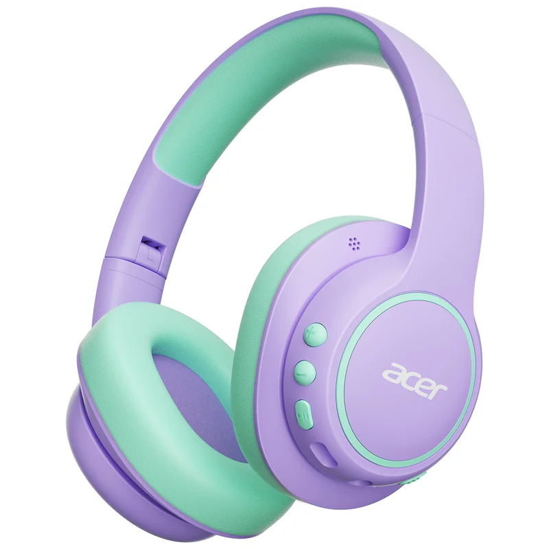 

Детские Bluetooth-наушники Acer 6.0 с микрофоном, 75 часов работы, безопасная громкость 85 дБА, быстрая зарядка USB-C для iPad и планшетов