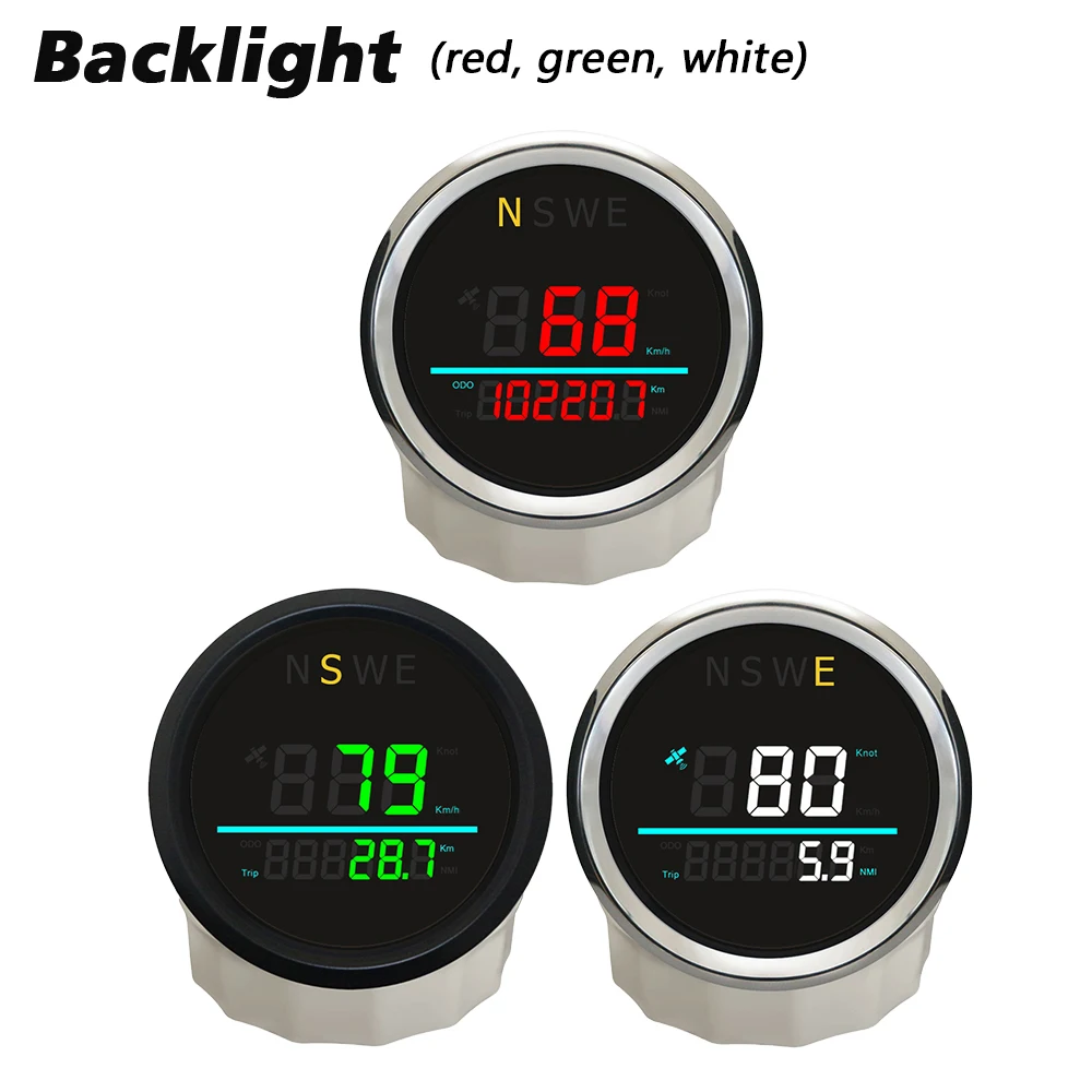 

ELING 85mm Digital GPS Speedometer 0-999 Knots KMH Odometer Gauge NSWE Indicator 12V 24V for Marine Boats Yachts