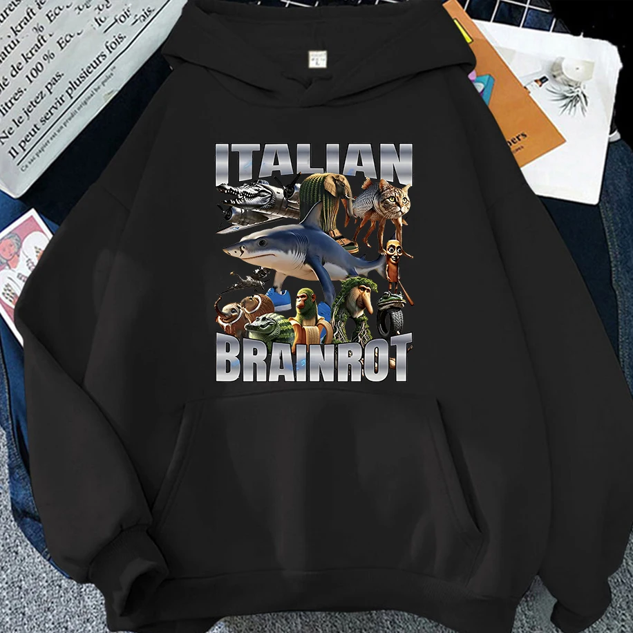 

Italian Brainrot Tralalero Tralala Tung Tung Tung Sahur Bombardiro Crocodilo Funny Hoodies Men Women Fashion Loose Hoodies