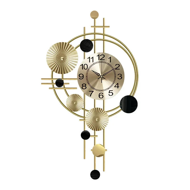 Custom living room retro nordic luxury modern minimalist home decoration mute art different shape wrought iron wall clock