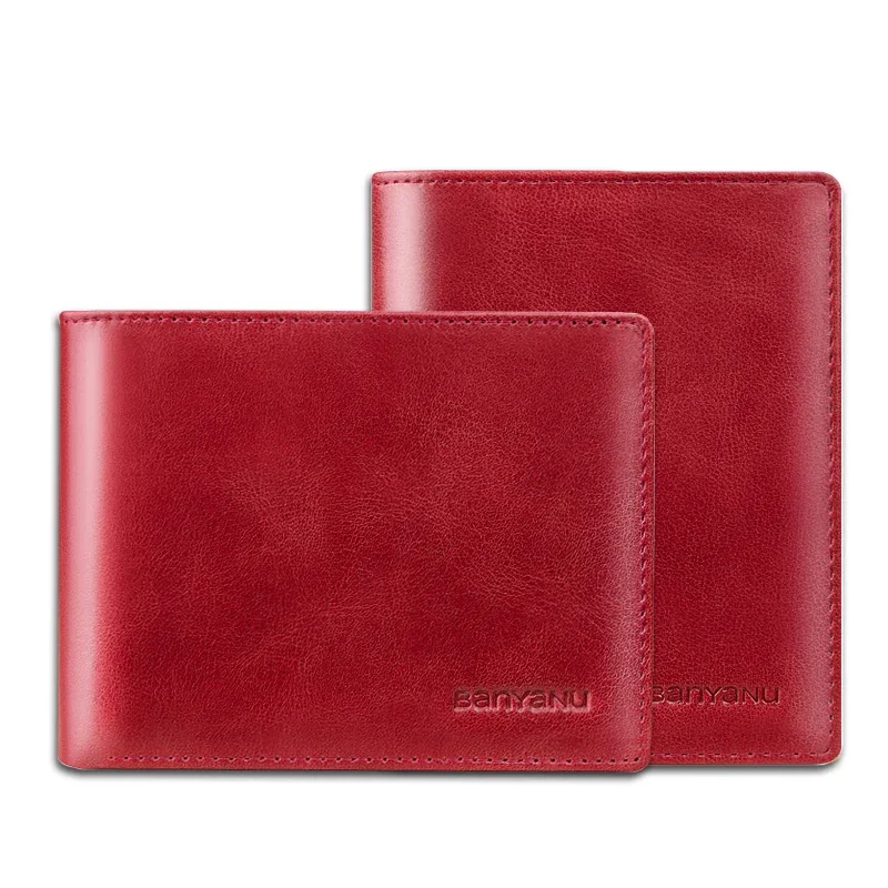 Cross Vertical Wallets for Women Genuine Leather Men Wallets Short Driver License RFID Card Holder Small Purses Blue Red Wallet