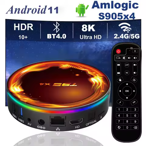 T95X4 TV Box HD 8K Amlogic S905x4 Quad-core 3D Graphics Dual Wifi 2.4G&amp;5G Bluetooth 4.0 Smart Android 11 Streaming Media Playe