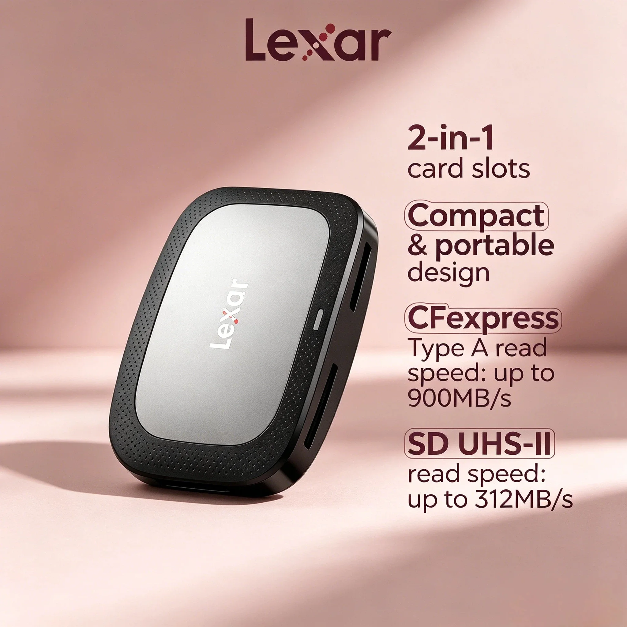 Lector de Tarjetas SD Lexar 8K CFexpress Tipo A, 10Gbps USB 3.2 Gen2 Tipo C 2 en 1, Lector de Tarjetas de Alta Velocidad, Lector CFE, Regalo, 8K HD Pro