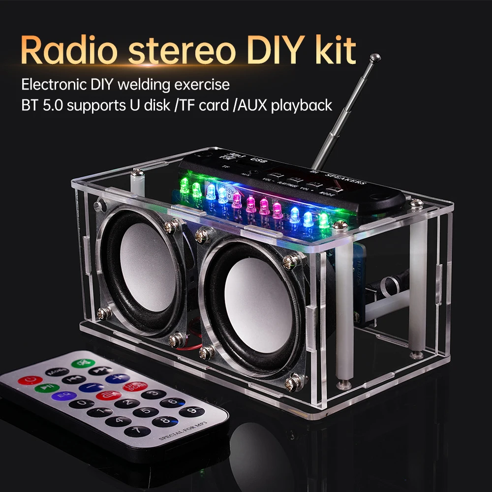 DIY Bluetooth Speaker Kit with FM Radio 87.5-108MHZ DIY Soldering Project Practice Electronic Kit Solder Assembly U Disk TF