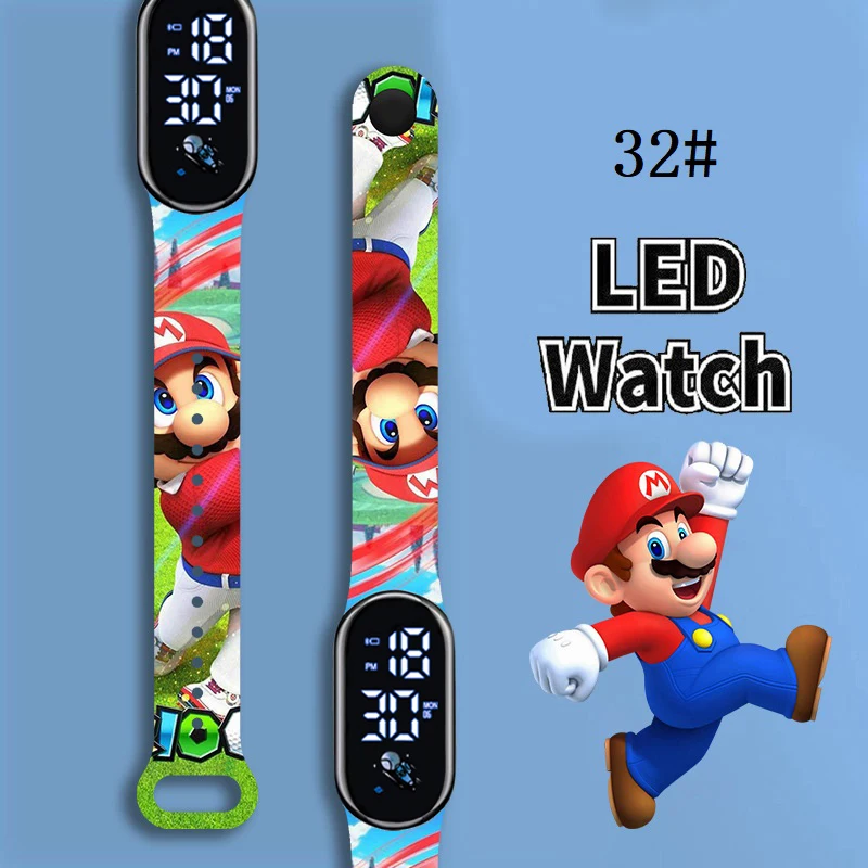 

Super Mario Bros Children's Watches Anime Character Luigi Luminous Bracelet Watch LED Touch Waterproof Sports Kids Gifts Watch