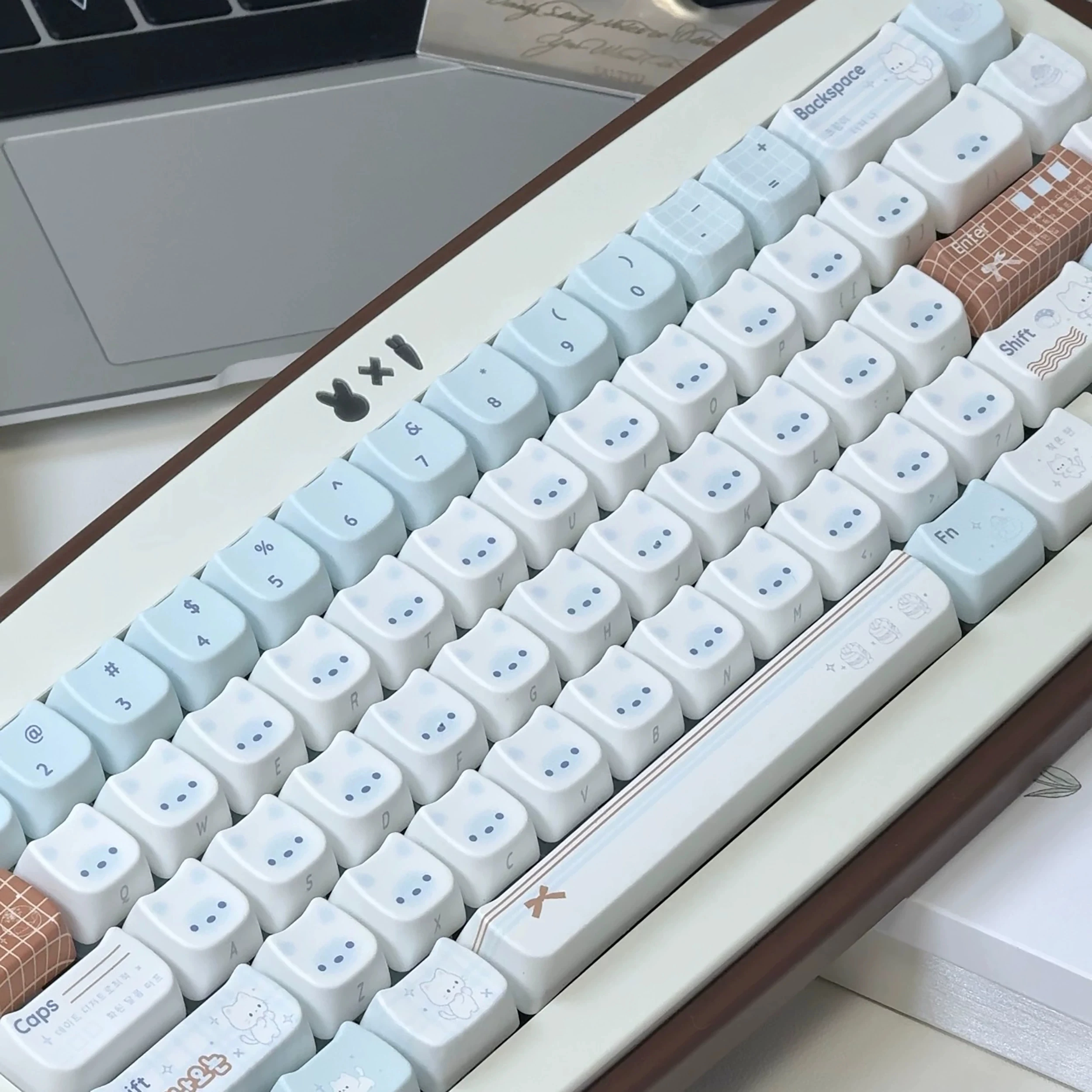 Original Cat Ear Keycaps MOA Profile PBT Sublimation Cute Keycap Set for Alice ISO Layout MX Switch Games Mechanical Keyboards
