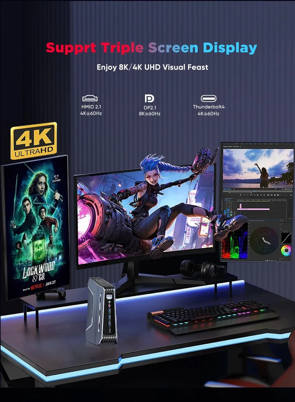 Intel Arc Graphics Ultra 5 125H Ultra 7 155H AI Mini PC DDR5 Dual 2.5G Lan Win11 Gaminig كمبيوتر صغير لسطح المكتب Thunderbolt 4 #5