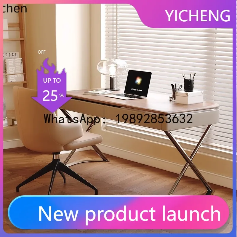 

X7 Saddle Leather Solid Wood Desk Writing Desk Study Office Computer Desk